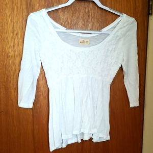 Hollister, White Babydoll Shirt